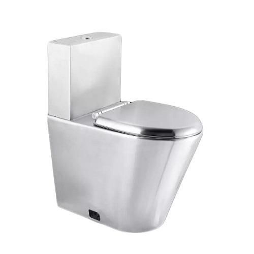 620mm Stainless Steel Floor Standing Toilet With SS Seat Cover And Cistern
