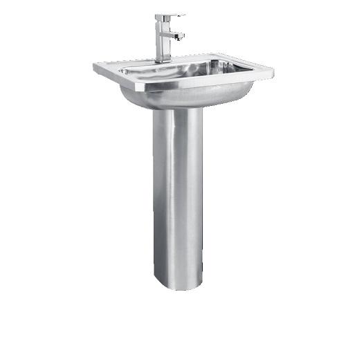 Stainless Steel Columnar Square Pedestal Wash Basin 