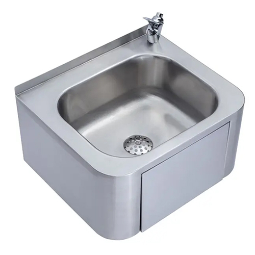 Commercial Stainless Steel Wall-Hung Wash Basin Knee-Operated Hands-Free 