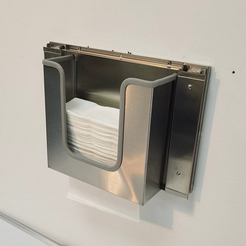 Commercial Washroom Hygiene Solution 304 Stainless Steel Brushed Finish Paper Towel Dispenser Behind Mirror