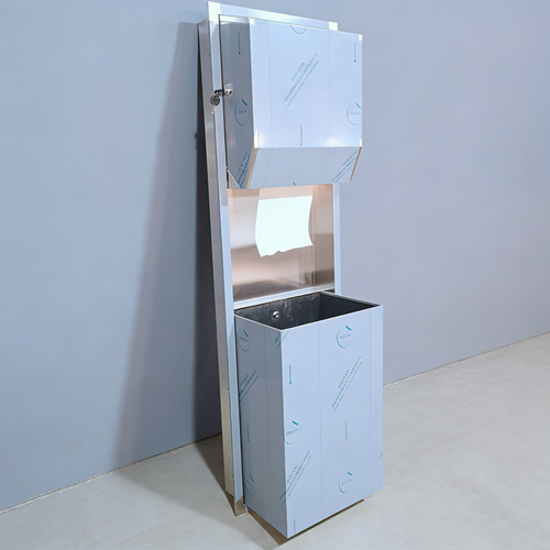 Sanitary Equipment Recessed Mounted 304 Stainless Steel Brushed Finish Automatic Paper Towel Dispenser and Bin Combined Unit