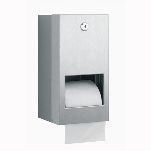 Sanitary Accessories Heavy Duty SUS304 Stainless Steel Satin Finish Twin Rolls Toilet Paper Holder Lockable