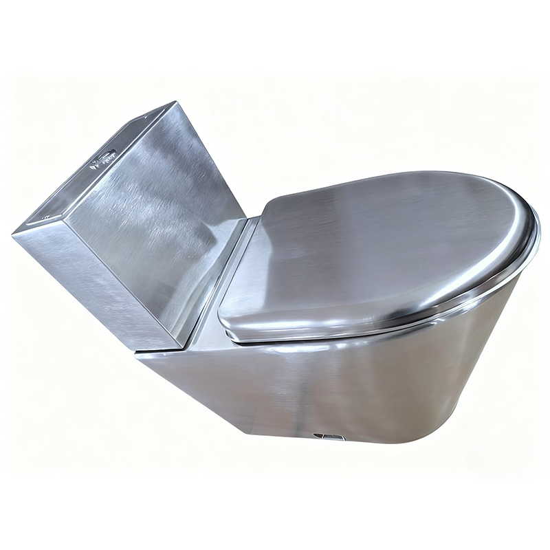 620mm Stainless Steel Floor Standing Toilet With SS Seat Cover And Cistern