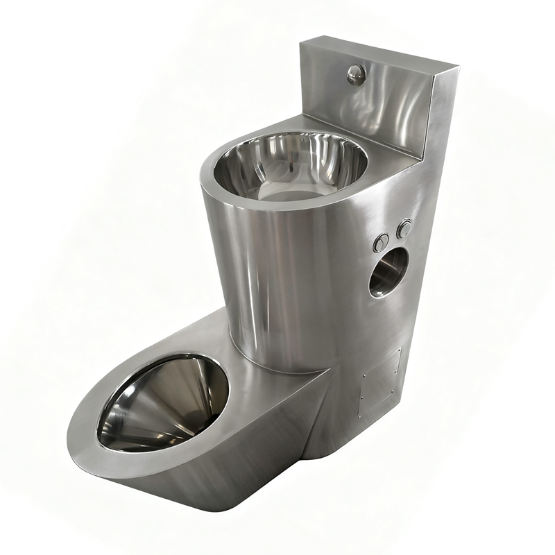 Vandal and Ligature Resistant Heavy Duty SUS304 Stainless Steel Combination Toilet