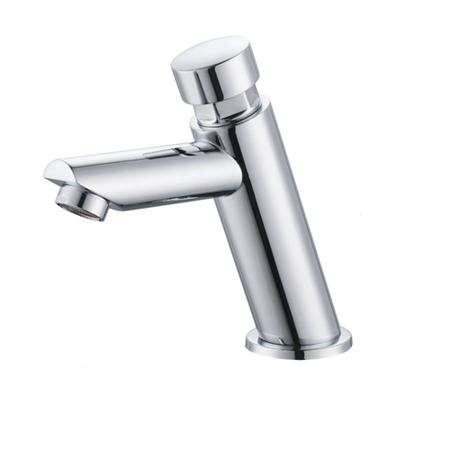 Time Delay Self-Closing Single Handle Deck Mounted Chrome-Plated Brass Tap 