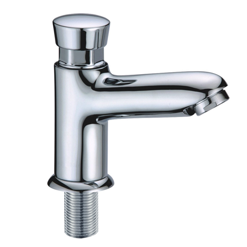 Single Cold Time Delay Brass Chrome Basin Tap Self-Closing Faucet 
