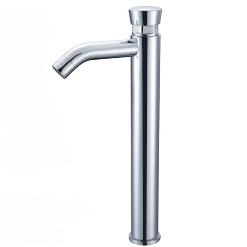 Tall Basin Tap Solid Brass Countertop Mounted Time Delay Tap