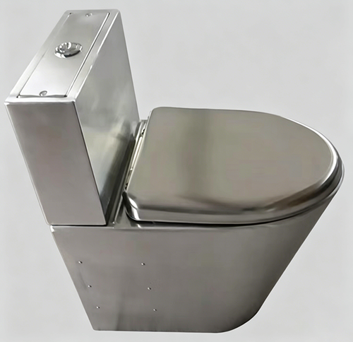Robust Heavy Duty Stainless Steel Floor Mounted Toilet With Dual Flush Cistern 