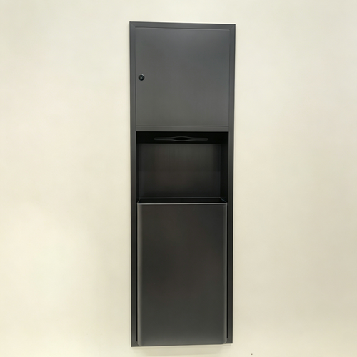 304 Stainless Steel Recessed 2-in-1 Paper Towel Dispenser with Waste Bin Matte Black 