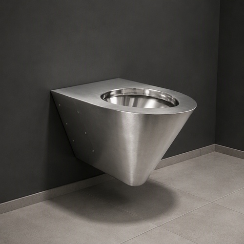 Commercial Elongated One Piece Bathroom Wall Hung Heavy Duty 304 Stainless Steel Toilet